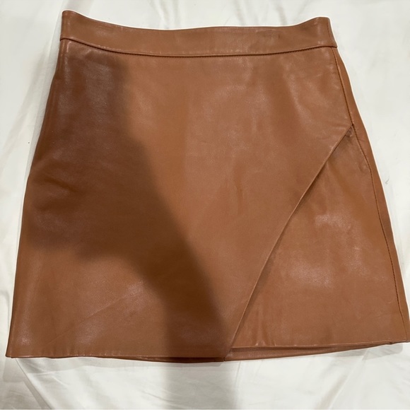 Michelle Mason Brown Leather Skirt (LIKE NEW) - Picture 5 of 10